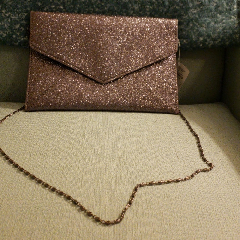 Pewter envelope clutch nwt